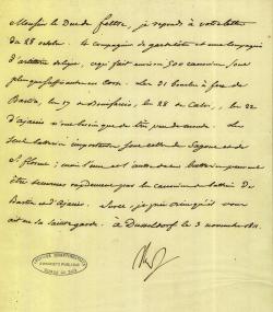 LETTRE DE NAPOLÉON IER AU MINISTRE DE LA GUERRE, CLARKE, DUC DE FELTRE, 3 NOVEMBRE 1811.