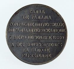 La médaille Percement de l’isthme de Panama a été réalisée par Louis-Oscar Roty, célèbre médailleur français