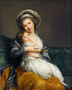 autoportrait de la peintre avec sa fille dans les bras