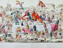 Caricature de Louis XVI en Gargantua à table avec sa famille