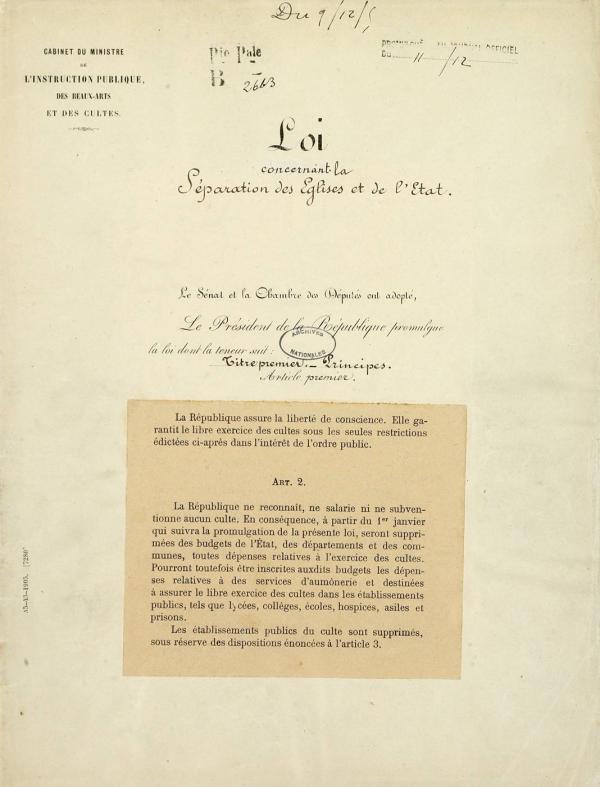 Loi de séparation du 9 décembre 1905