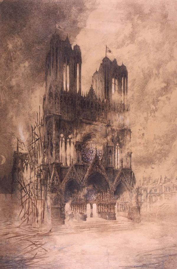La Cathédrale de Reims en flammes